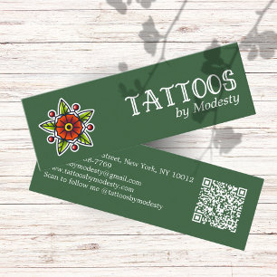 Carte De Visite Mini Fleur traditionnelle de tatouage