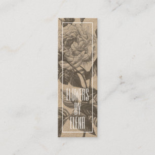Carte De Visite Mini Fleuriste rose floral moderne fleurs brun kraft