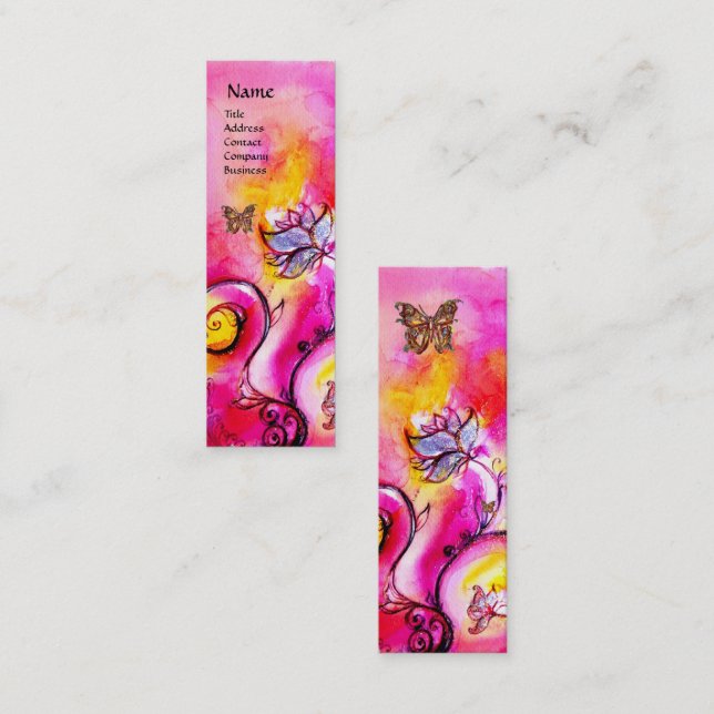 CARTE DE VISITE MINI FLEURS BLANCHES ET BOUTEILLE D'OR (Devant / Derrière)