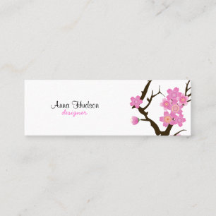Carte De Visite Mini Fleurs de cerisier, fleurs de Sakura - blanc Brown
