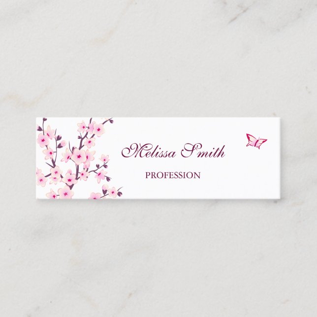 Carte De Visite Mini Fleurs professionnelles de cerisier rose blanc (Devant)