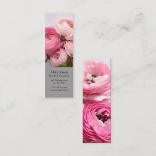 Carte De Visite Mini Fleurs roses sur signet de papier fait main
