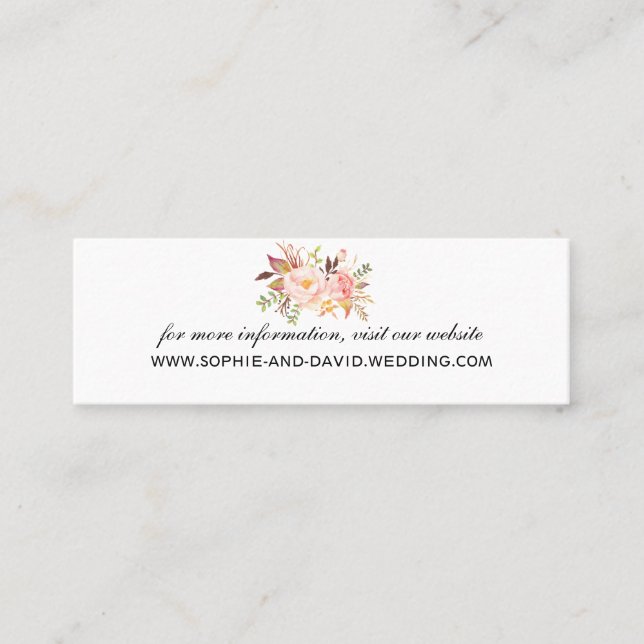 Carte De Visite Mini Fleurs roses tendance Bourgogne Mariage de site We (Devant)