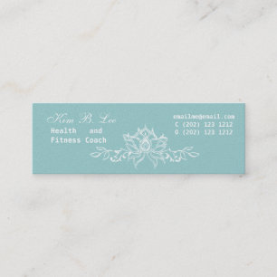 Carte De Visite Mini Floral de Lotus blanc sur bleu Turquoise