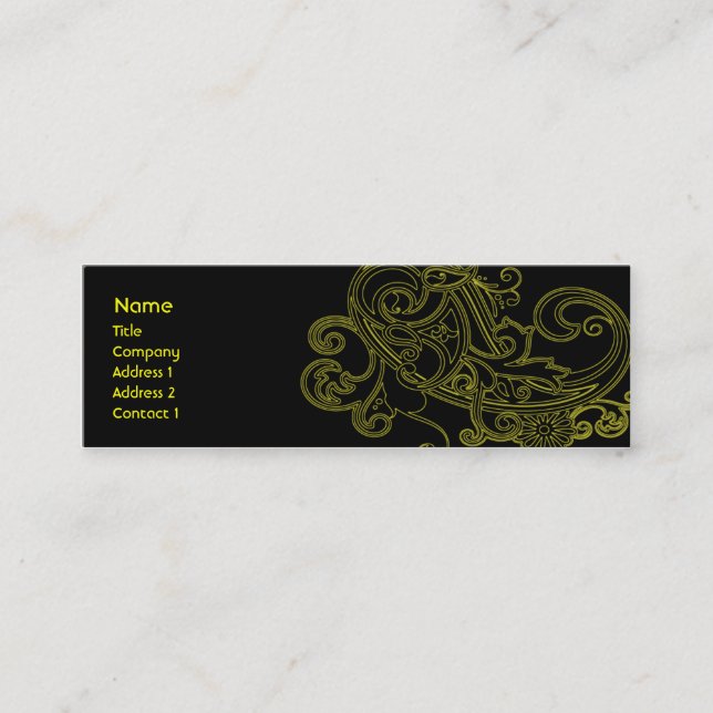 Carte De Visite Mini Floral noir - maigre (Devant)