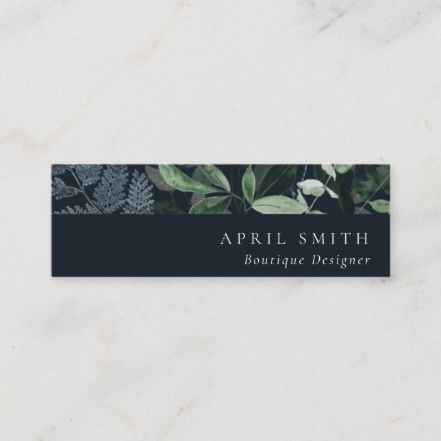 Carte De Visite Mini Foliage Tropical Foliage Vert Noir Marine (Devant)