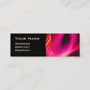 Carte De Visite Mini FRACTAL SWIRL GEM MONOGRAS noir blanc rouge rose