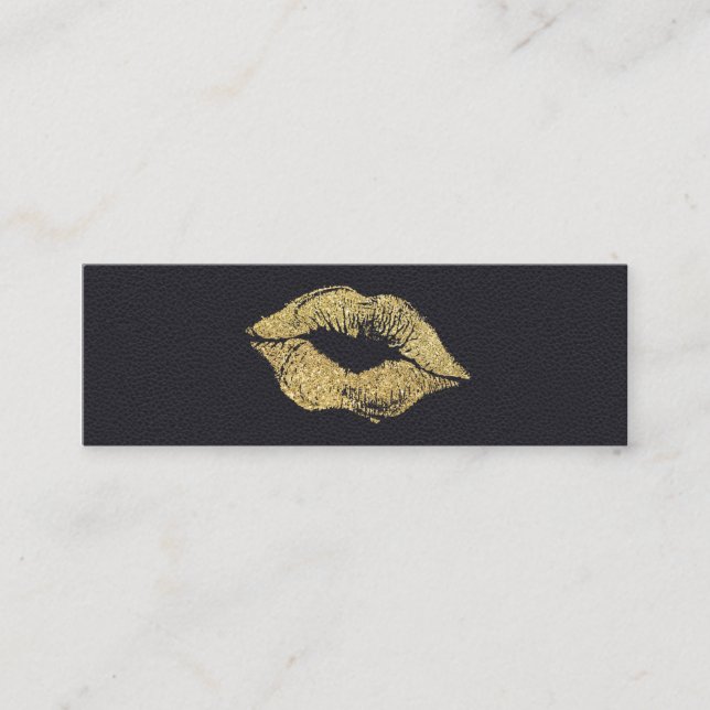 Carte De Visite Mini Glamor Faux Gold Parties scintillant Kiss Cuir (Devant)