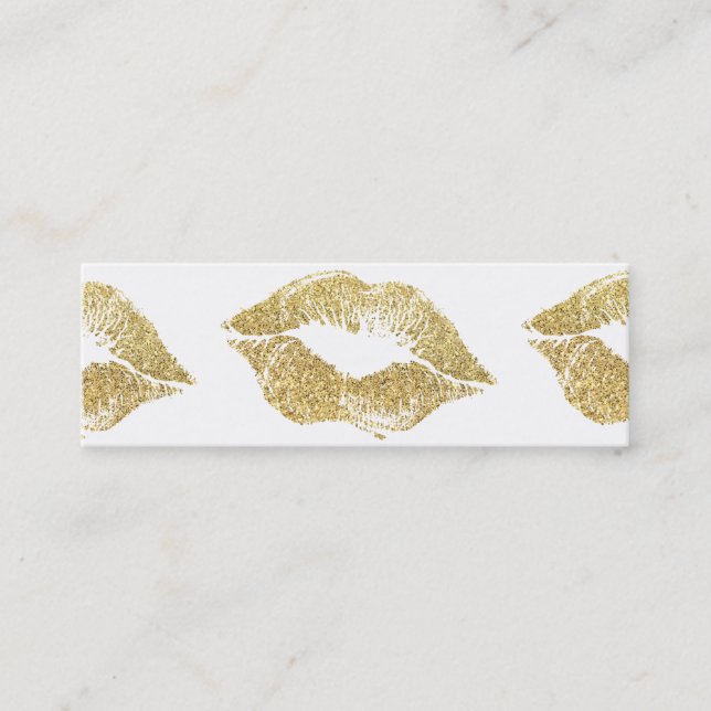 Carte De Visite Mini Glamor Lipstick Baisers Gold Parties scintillant (Devant)