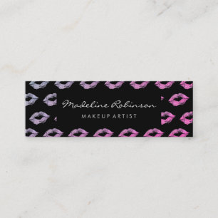 Carte De Visite Mini Glamour Rose Violet Pailleté Bisous