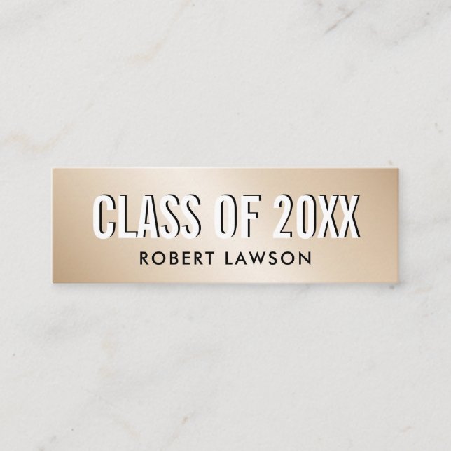 Carte De Visite Mini Gold Metallic Luxe Class Graduation Name Card (Devant)