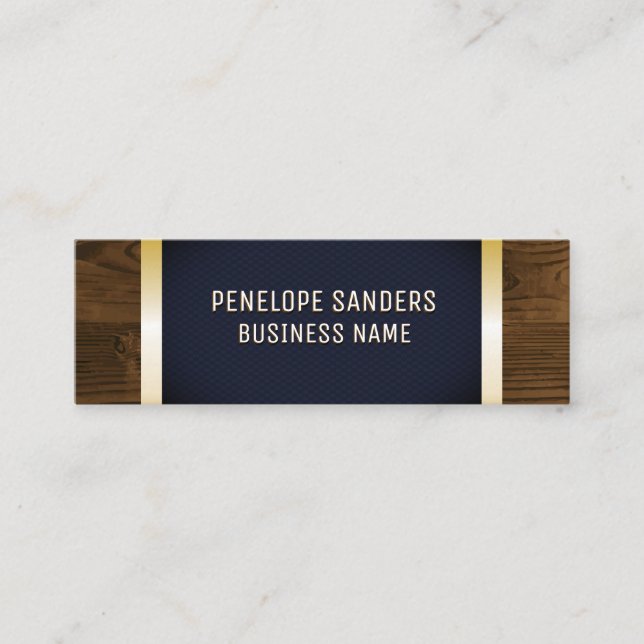 Carte De Visite Mini Gold Speckled | Découpe en bois métallique bleu fo (Devant)