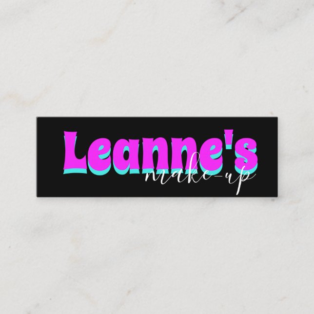 Carte De Visite Mini Gras Neon rose maquillage Salon Nails Eyelashes (Devant)