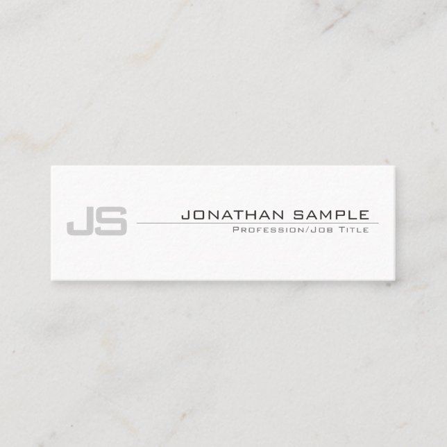 Carte De Visite Mini Gris Blanc Élégant Monogramme tendance Design simp (Devant)
