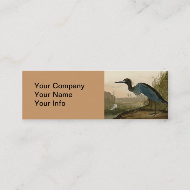 Carte De Visite Mini Grue Bleue Heron Audubon Peinture (Devant)