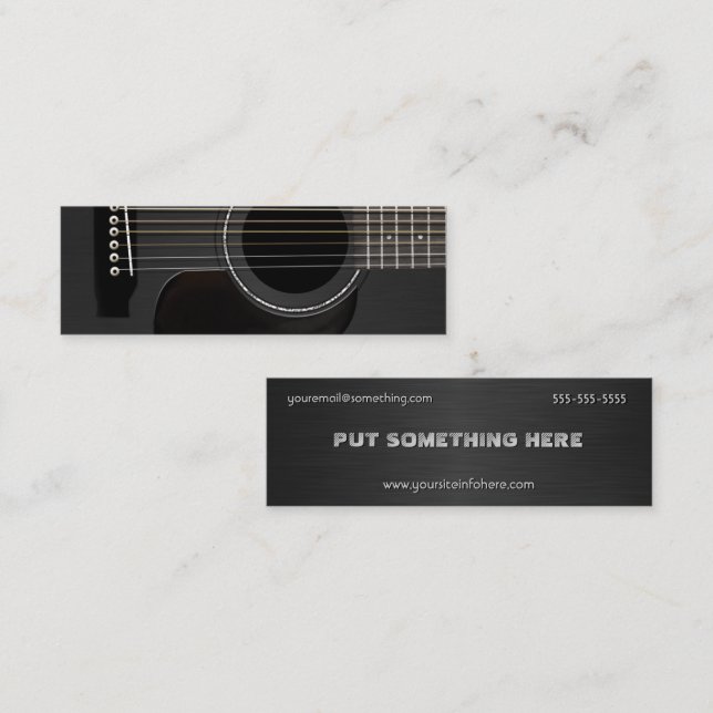 Carte De Visite Mini Guitare acoustique Noir (Devant / Derrière)