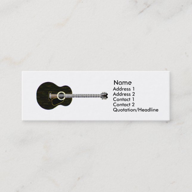 Carte De Visite Mini Guitare acoustique noire (Devant)