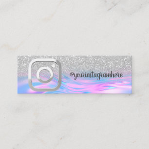 Carte De Visite Mini Holographique Opal Silver Bokeh Instagram