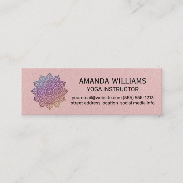 Carte De Visite Mini Icône Studio Yoga | Motif Mandala (Devant)