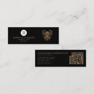 Carte De Visite Mini Icônes de code QR de Bronze Buffalo de Salon de Co