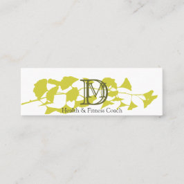 Carte De Visite Mini Imprimé sur le blanc Luxe de monogramme de feuille