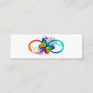 Carte De Visite Mini Infini lumineux avec papillon arc-en-ciel