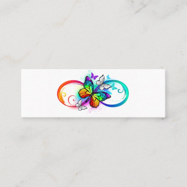 Carte De Visite Mini Infini lumineux avec papillon arc-en-ciel (Devant)