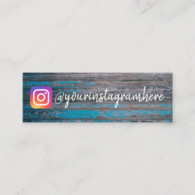 Carte De Visite Mini Instagram en bois rustique médias sociaux (Devant)