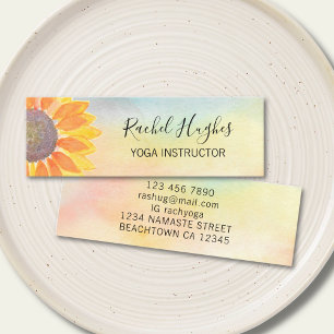 Carte De Visite Mini Instructeur de yoga Tournesol Aquarelle