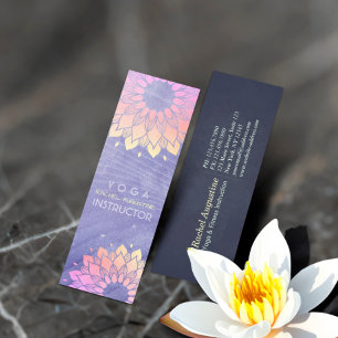 Carte De Visite Mini Instructeur de Yoga violet Rose Gold Mandala