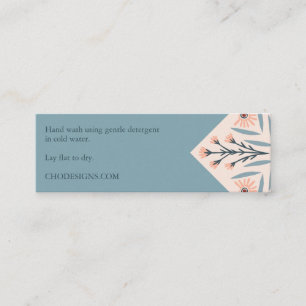 Carte De Visite Mini INSTRUCTIONS DE SOINS Élégantes Carreaux floraux r