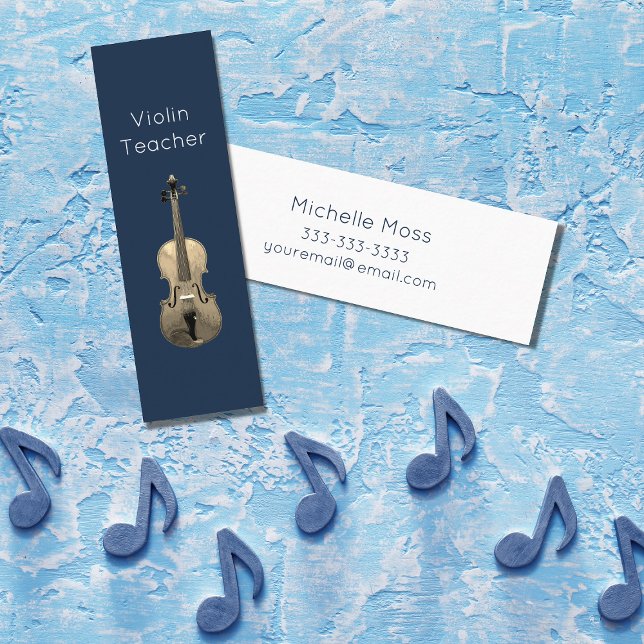 Carte De Visite Mini Instrument de musique violon enseignant Marine ble (Créateur téléchargé)