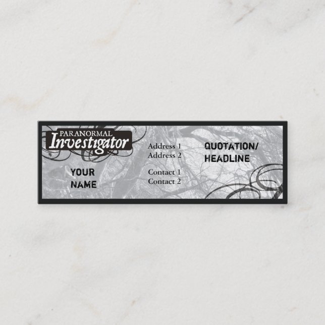 Carte De Visite Mini Investigateur paranormal (Devant)