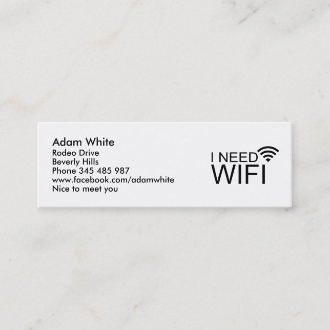 Carte De Visite Mini J'ai besoin de l'Internet de wifi (Devant)