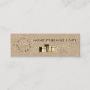 Carte De Visite Mini Jardin Miel Kraft Flower Hives Gold Heart Bees