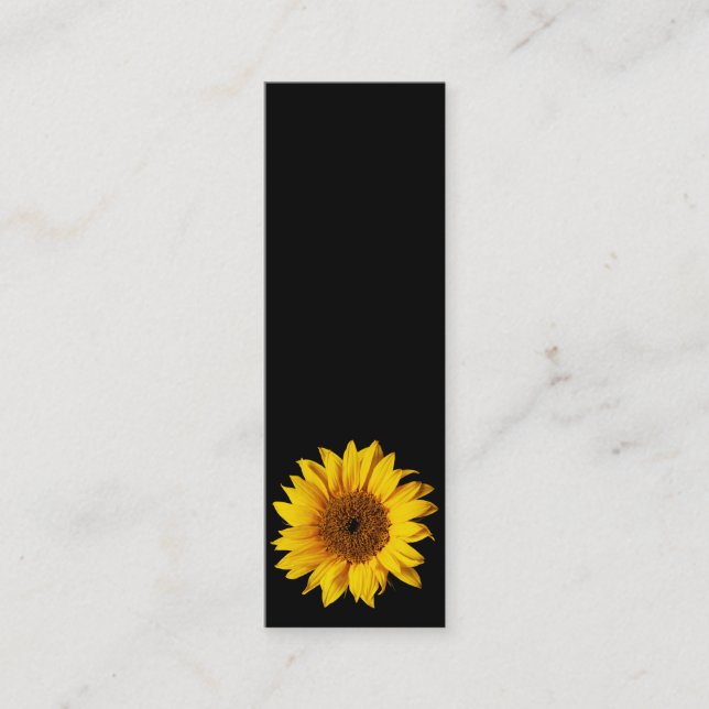 Carte De Visite Mini Jaune de tournesol sur le noir - fleurs (Devant)