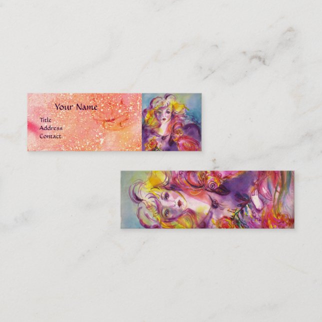 Carte De Visite Mini Jeune fille, Salon des cheveux de beauté, Artiste  (Devant / Derrière)