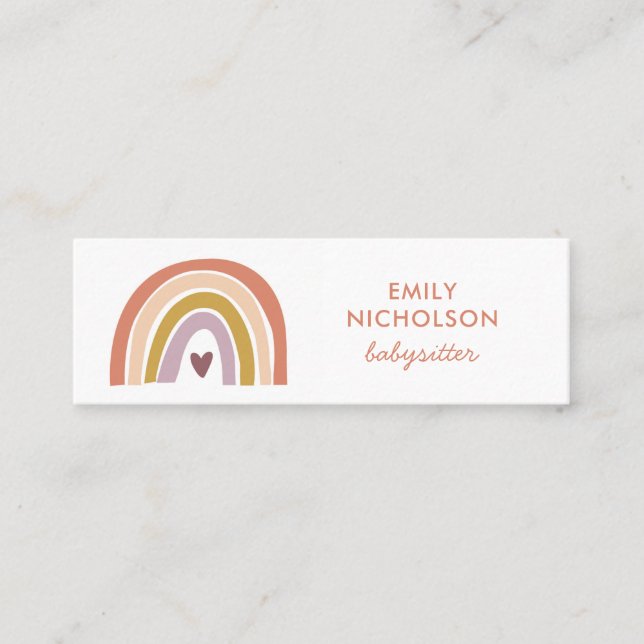 Carte De Visite Mini Joli Rainbow Peach Lavender Boho Babysitter (Devant)