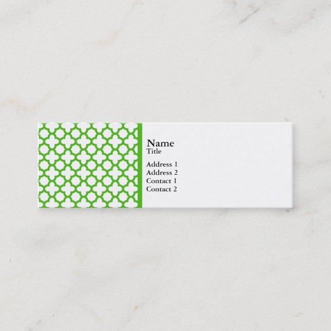 Carte De Visite Mini Kelly Green Quatrefoil Motif (Devant)