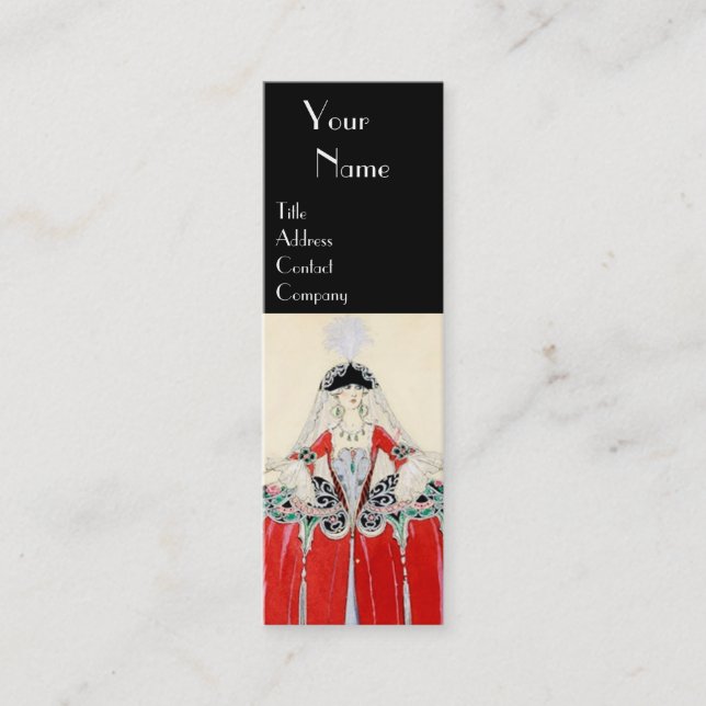 CARTE DE VISITE MINI LADINE EN MODE ROUGE COSTUME DESIGNER MAKEUP ARTIS (Devant)
