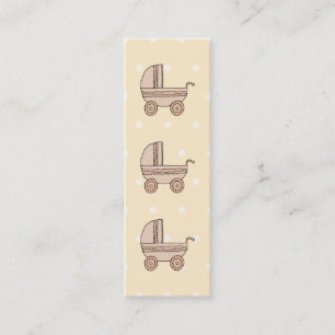 Carte De Visite Mini Landau beige de bébé. Sur le fond tacheté