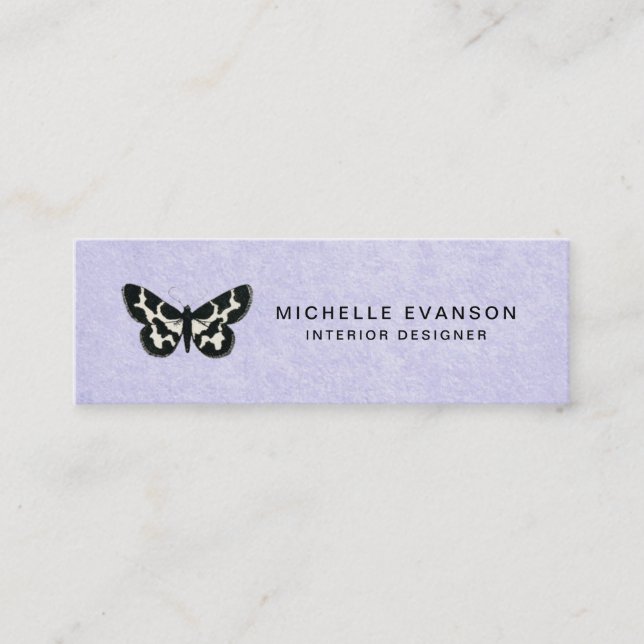 Carte De Visite Mini Lavande violette avec simple logo papillon (Devant)