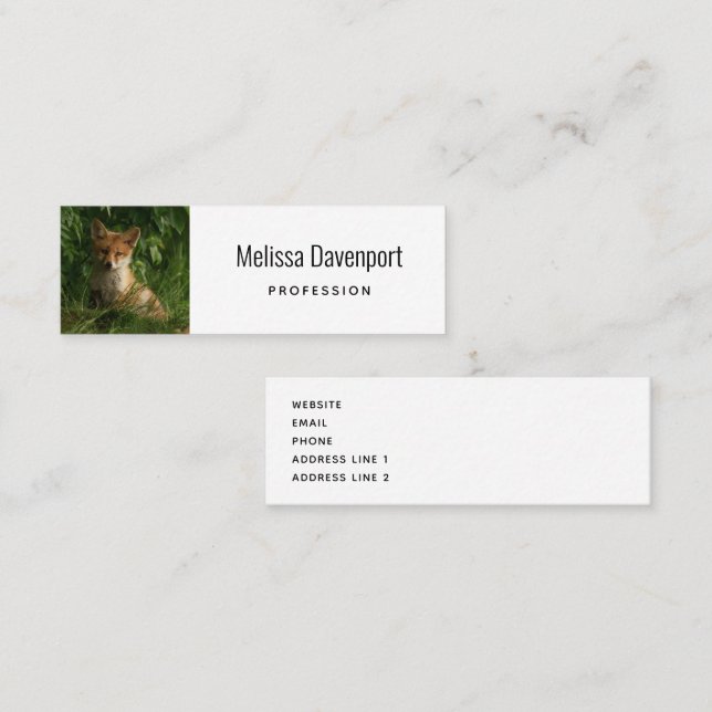 Carte De Visite Mini Le chou renard dans une forêt verte (Devant / Derrière)
