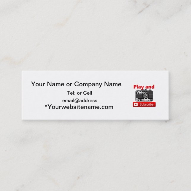 Carte De Visite Mini Le dominion visuel YouTube souscrivent et jouent (Devant)
