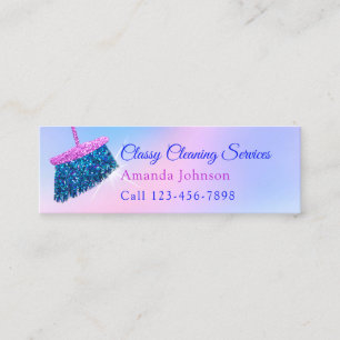 Carte De Visite Mini Le nettoyage entretient le bleu rose Glitter1 de