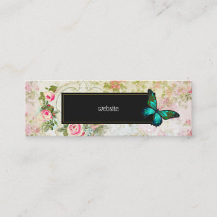 Carte De Visite Mini Le papillon vert d'Emeraude sur le collage Vintage