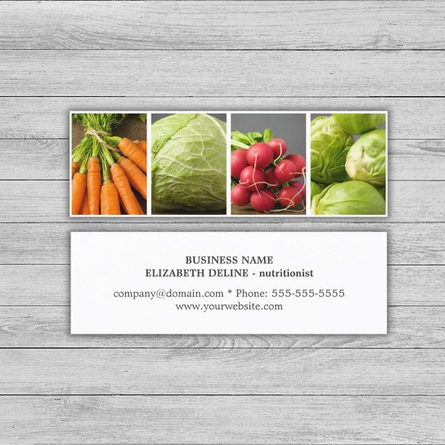 Carte De Visite Mini Légumes propres modernes Photo Nutritionniste (Créateur téléchargé)