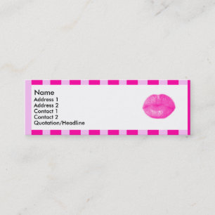 Carte De Visite Mini Lèvres rayées roses
