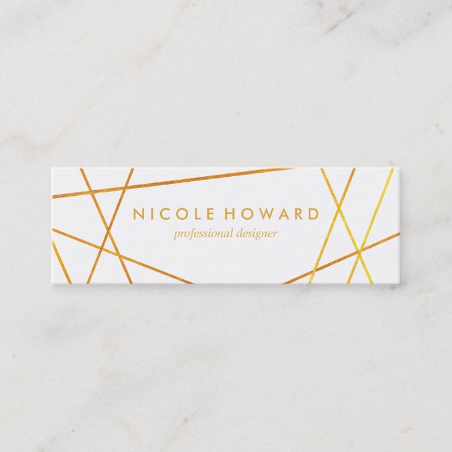 Carte De Visite Mini Lignes d'or exquise Blanc clair (Devant)