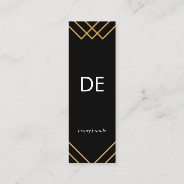 Carte De Visite Mini Lignes d'or géométrique élégantes Noir simple (Devant)